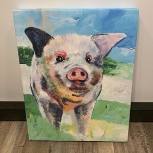 Pig painting print wrapped wooden frame 11x14”